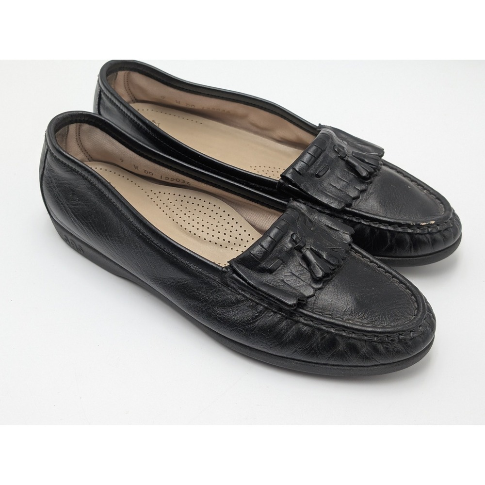 SAS Loafers Womens 9 Black Hope Kiltie Tassel Leather Comfort Slip On USA Made